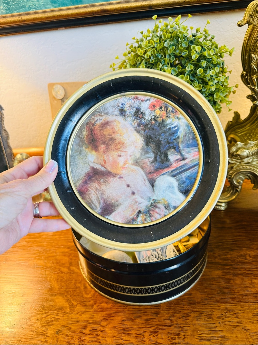 Mystery Vintage Bundle-Renoir Tin-Filled with Vintage Home Decor Items 1800-1970 - Picture 11 of 16